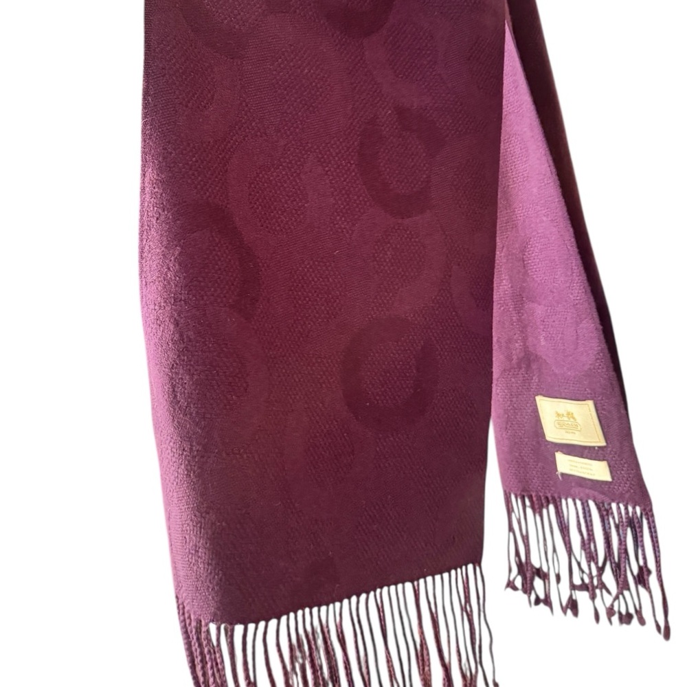 Coach Vintage Purple Op C Cashmere Fringe Soft Luxe Winter Weap - Picture 1 of 5